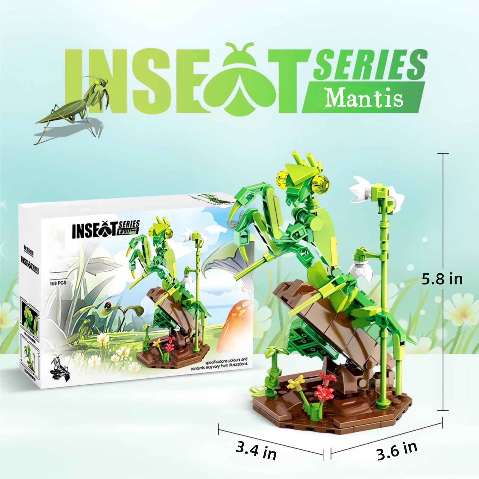 WULOBOOI 169-Piece Chinese Mantis Building Set with Glowing Eyes – Insect Model Kit for Adults and Teens