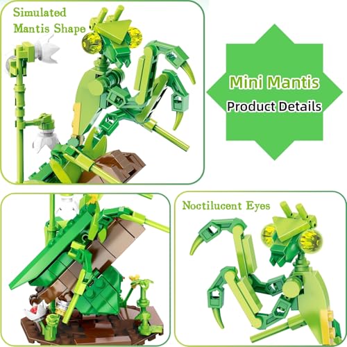 WULOBOOI 169-Piece Chinese Mantis Building Set with Glowing Eyes – Insect Model Kit for Adults and Teens