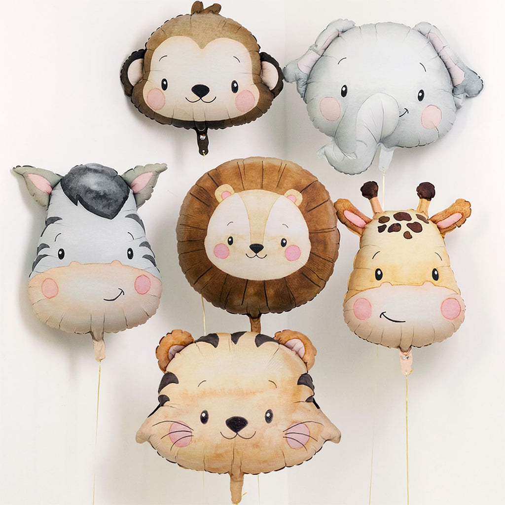 Wuokkig 6-Pack Large Jungle Safari Animal Foil Balloons for Party Decor