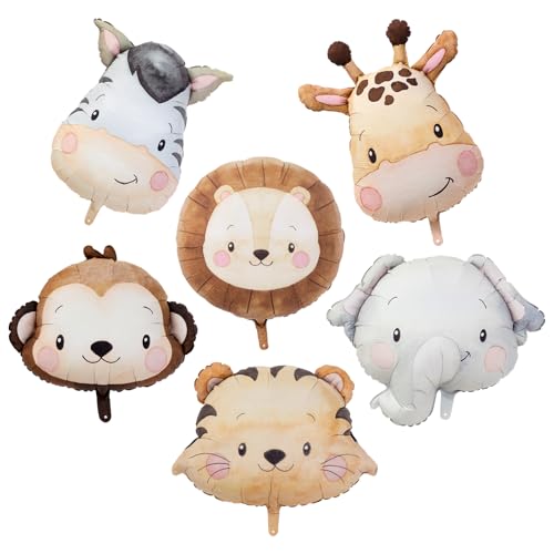 Wuokkig 6-Pack Large Jungle Safari Animal Foil Balloons for Party Decor