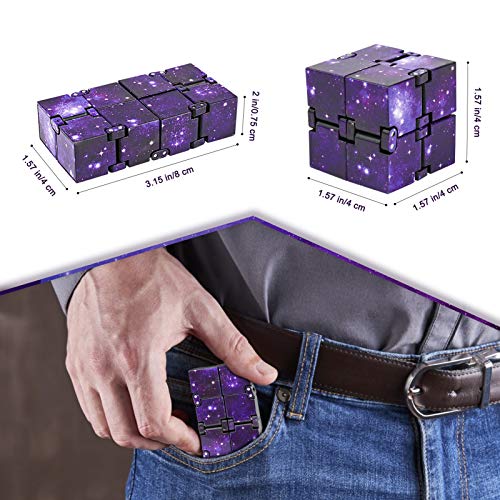 WUQID Infinitycube Fidget Toy, Blue & Purple Galaxy – Pocket-Sized Noiseless Polyhedron for Focus and Stress Relief
