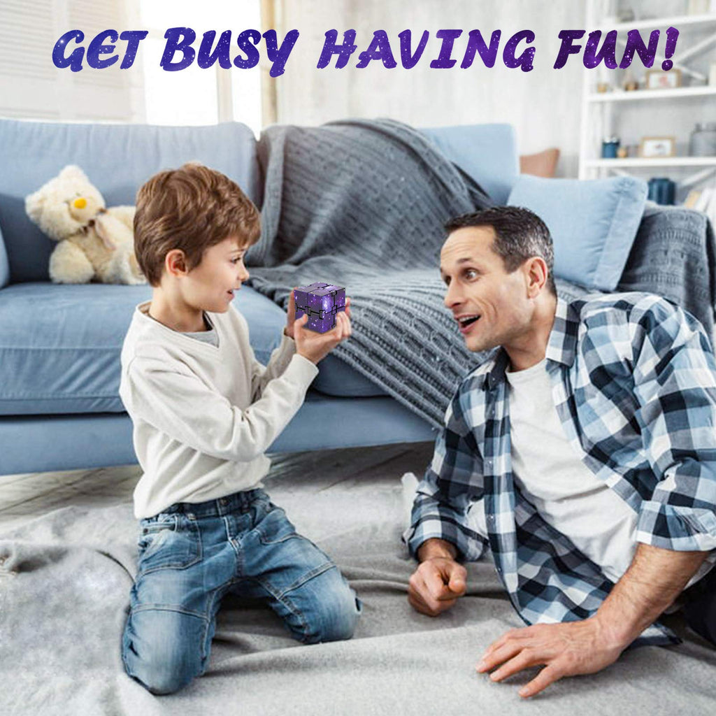 WUQID Infinitycube Fidget Toy, Blue & Purple Galaxy – Pocket-Sized Noiseless Polyhedron for Focus and Stress Relief