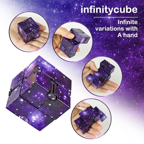 WUQID Infinitycube Fidget Toy, Blue & Purple Galaxy – Pocket-Sized Noiseless Polyhedron for Focus and Stress Relief