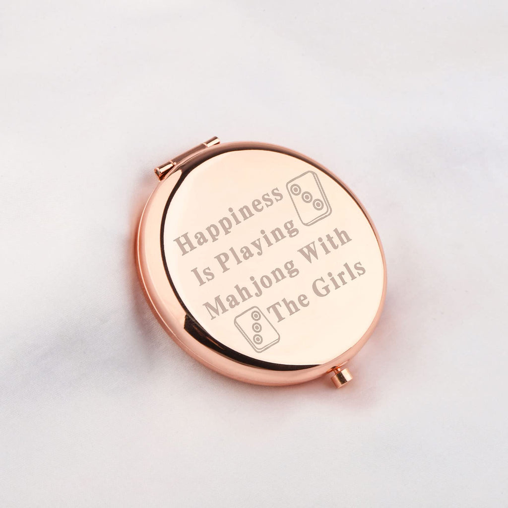 WUSUANED Funny Mahjong Makeup Mirror – Double-Sided Stainless Steel Mirror with Engraved Message, Gift for Mahjong Lovers