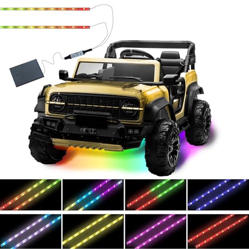 WUYXPG LED Strip Lights for Power Wheels - 50cm Waterproof Underbody Lights for Kids Ride-On Cars, Black Wires