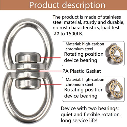 WWFFEN 360° Swivel Hanger – Heavy Duty 1500LB Capacity for Tree Swings, Hammocks, and Climbing Ropes
