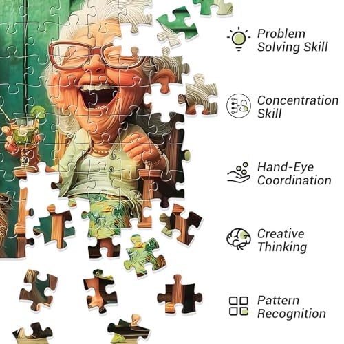 XAPAEG 300-Piece Jigsaw Puzzle for Adults – Cute Grandma Scene with Dog, 20.5×15 in