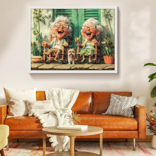 XAPAEG 300-Piece Jigsaw Puzzle for Adults – Cute Grandma Scene with Dog, 20.5×15 in