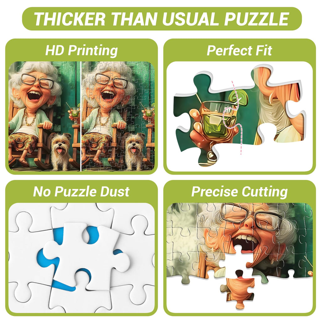 XAPAEG 300-Piece Jigsaw Puzzle for Adults – Cute Grandma Scene with Dog, 20.5×15 in