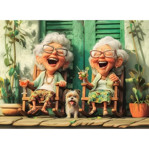 XAPAEG 300-Piece Jigsaw Puzzle for Adults – Cute Grandma Scene with Dog, 20.5×15 in