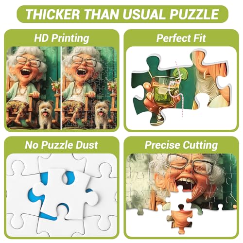XAPAEG 300-Piece Jigsaw Puzzle for Adults – Cute Grandma Scene with Dog, 20.5×15 in