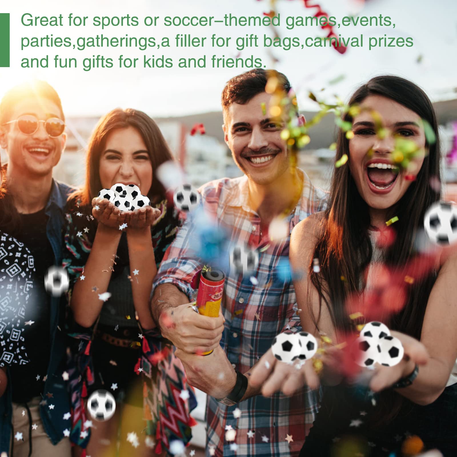 Xeehwb 30-Pack Mini Soccer Bouncy Balls – 27mm Rubber High Bounce Balls for Stress Relief, Party Favors, and Classroom Prizes