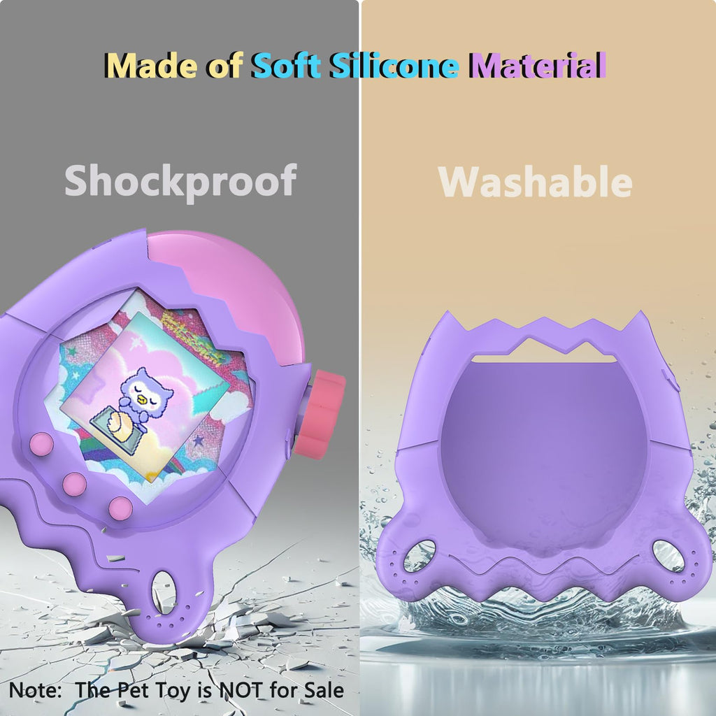 XEGIMOR Silicone Case for Tamagotchi Paradise - Purple with Button Cap, Screen Protector & Lanyard