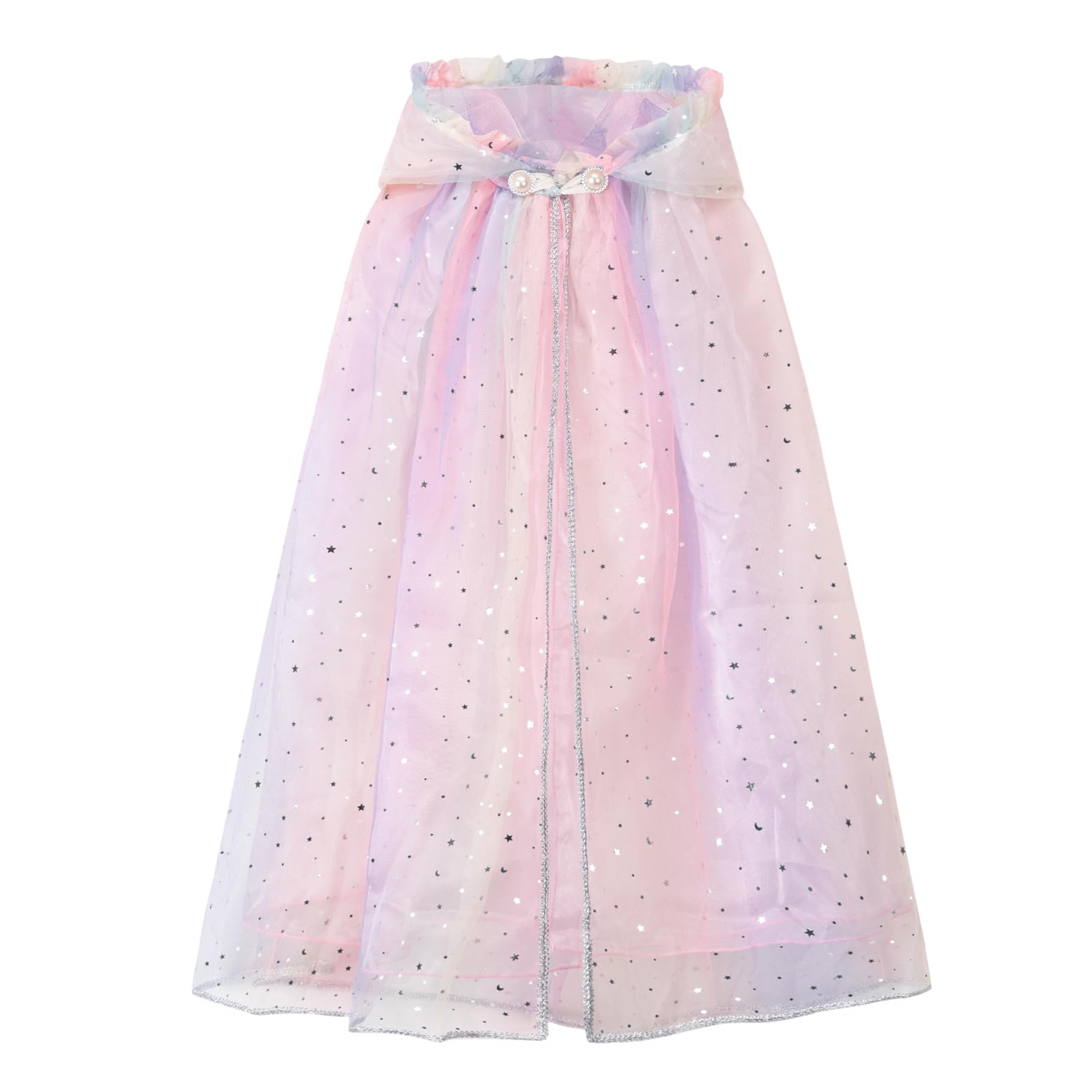 XEPST Princess Hooded Cape with Colorful Sequins Cloak for Girls' Fancy Dress Costumes