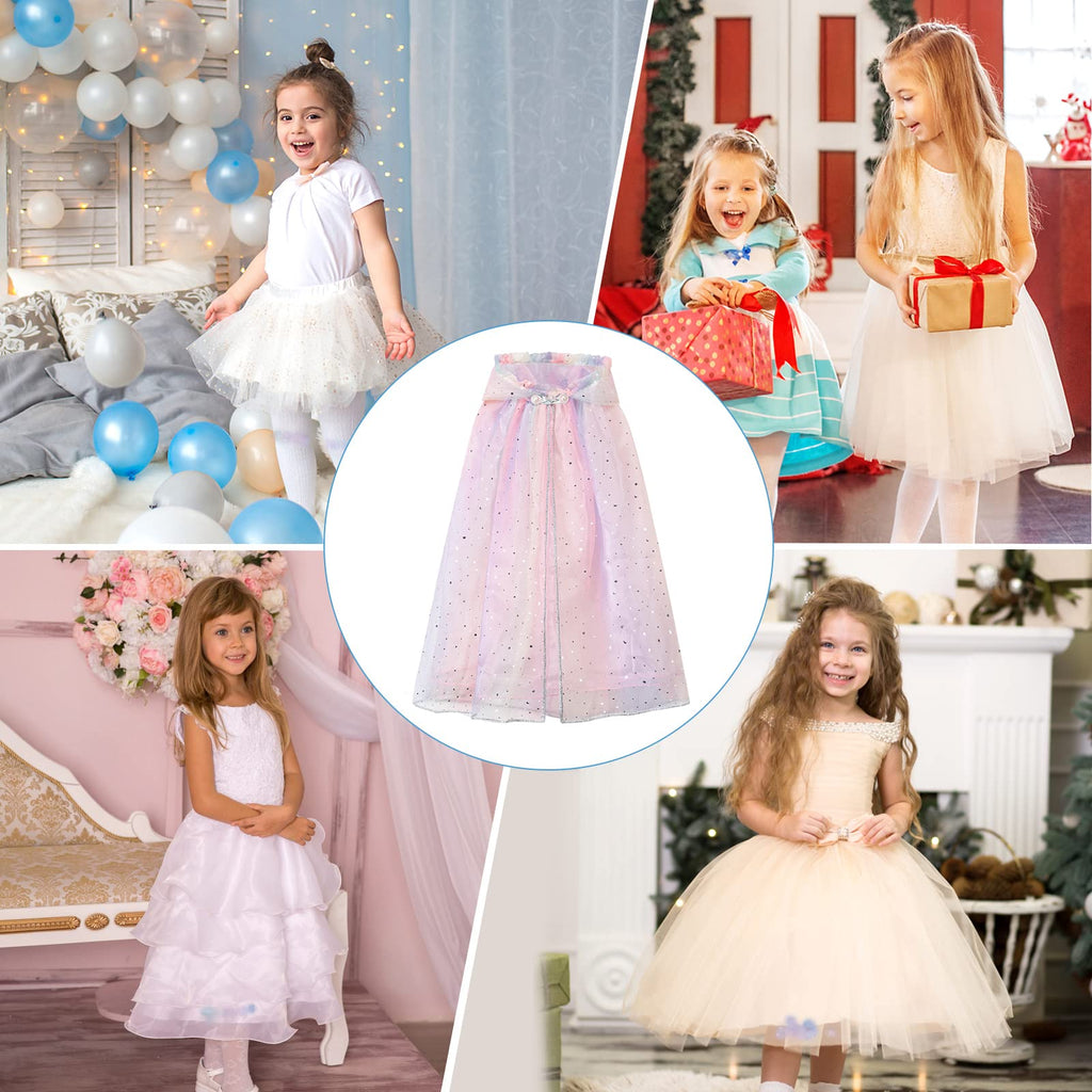 XEPST Princess Hooded Cape with Colorful Sequins Cloak for Girls' Fancy Dress Costumes