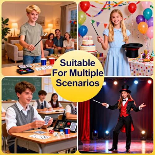 Xfunjoin 4-Piece Stage Magic Kit for Beginners: Change Bag, Rising Wand & More