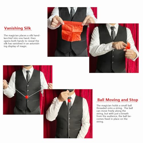 Xfunjoin 6Pcs Magic Trick Set: Stage Performance Kit with Change Bag & Silks | Beginner-Friendly