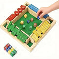 XiangAi Shut The Box Game – 4-Player Wooden Dice Board with Felt Surface, Educational Math Puzzle for Family Game Night
