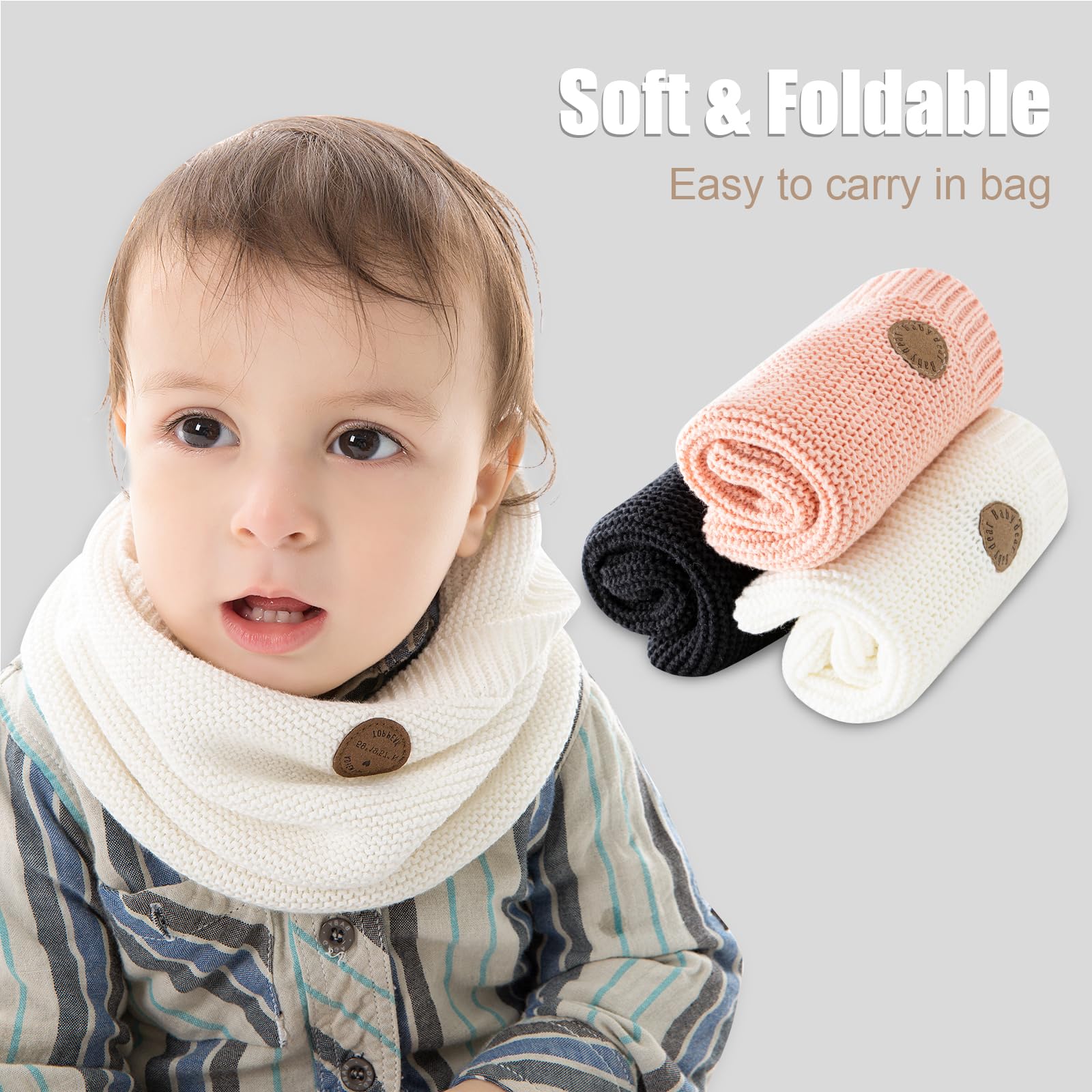 XIAOHAWANG Baby Winter Scarf – Soft Thick Knit Toddler Neckerchief for Boys & Girls (7 Months–7 Years)