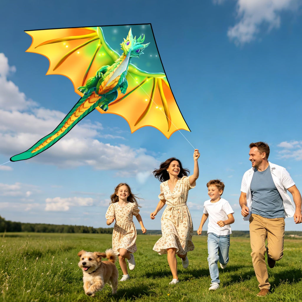 Xida Dragon Kite 55x61 Inch – Easy to Fly for Beginners, Kids, and Adults