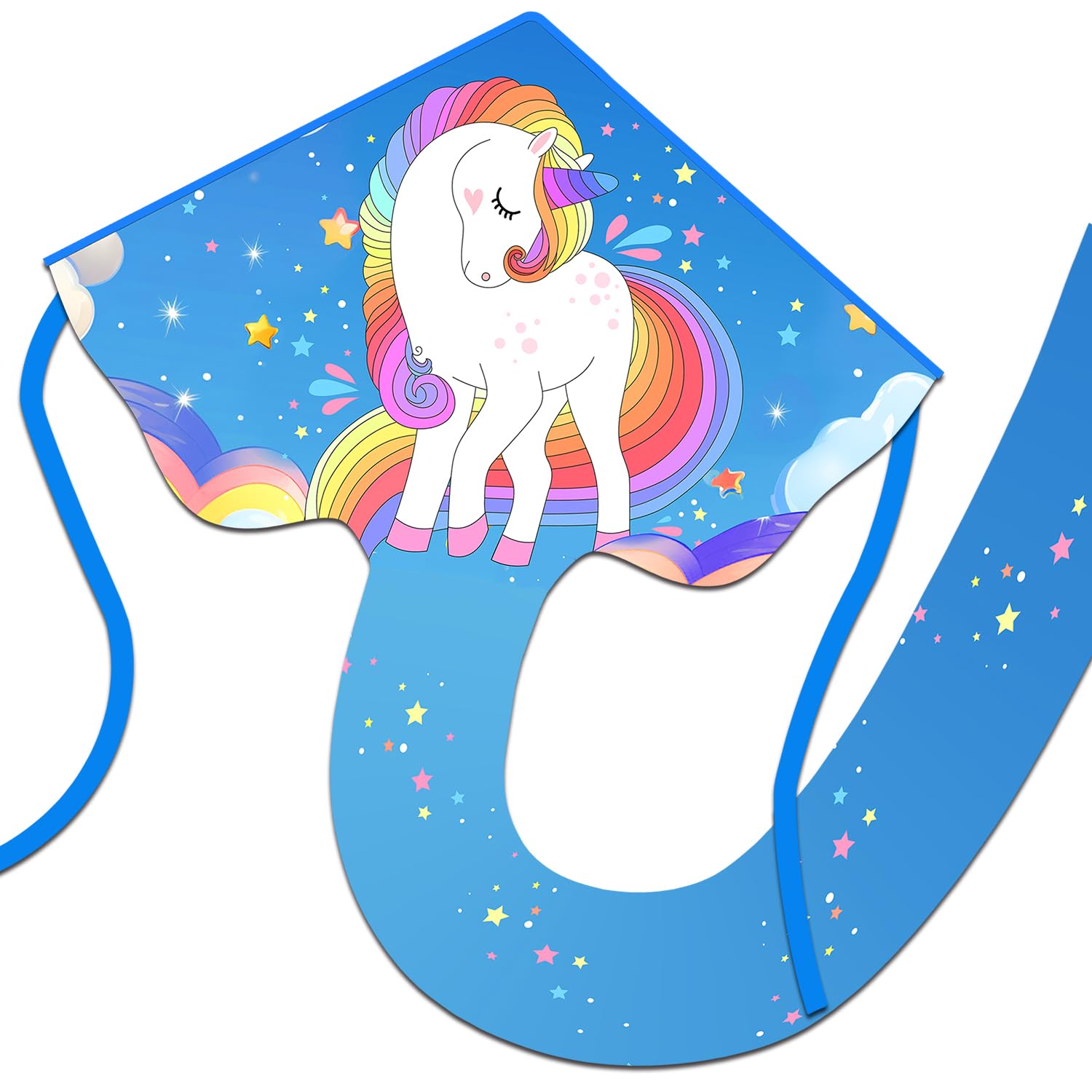 Xida Kite White Unicorn - Large Easy-to-Fly Kite for Kids Ages 4-8 and Adults