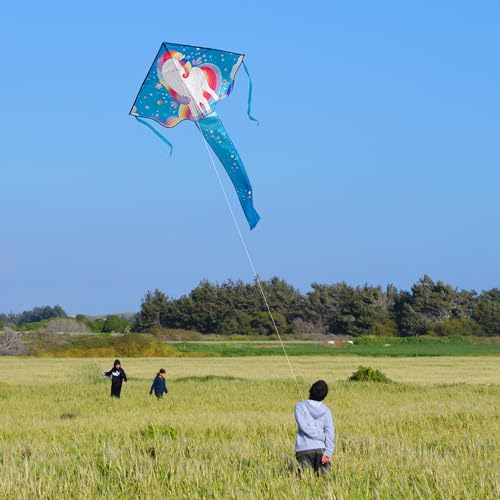 Xida Kite White Unicorn - Large Easy-to-Fly Kite for Kids Ages 4-8 and Adults