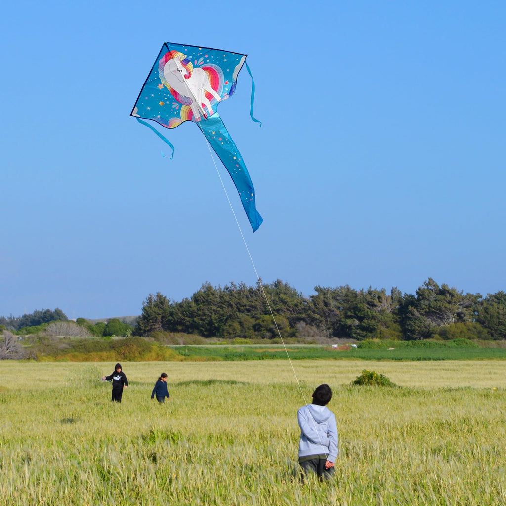 Xida Kite White Unicorn - Large Easy-to-Fly Kite for Kids Ages 4-8 and Adults