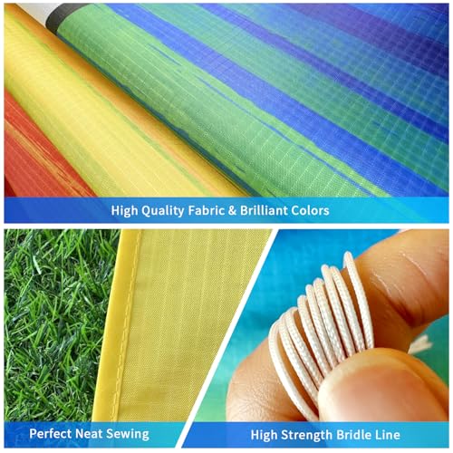 Xida Octopus Kite for Kids and Adults – Rainbow Frameless Soft Kite with 200ft Line