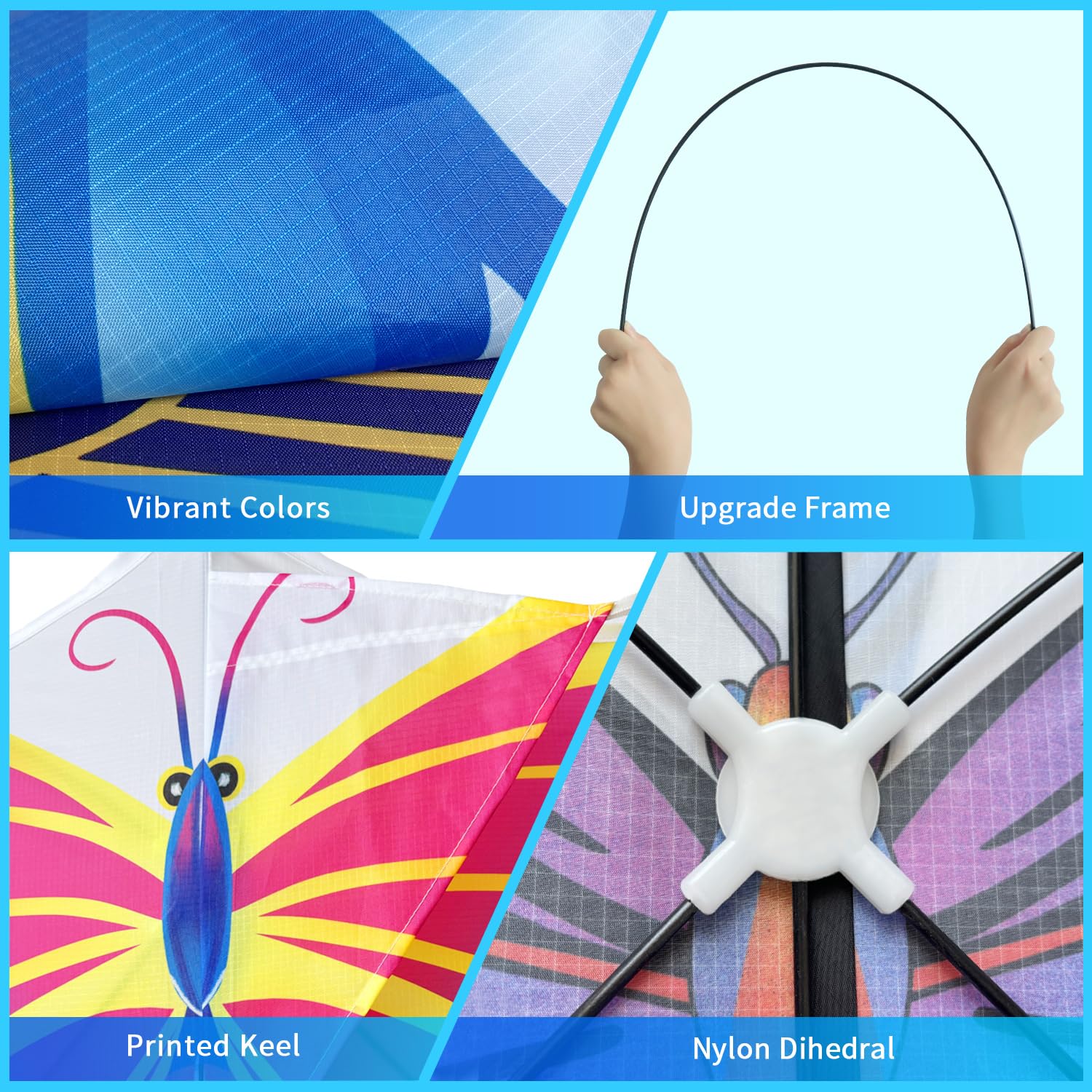 Xida Pink Butterfly Kite – Easy-to-Fly Large Kite with 300ft Handle for Kids & Adults