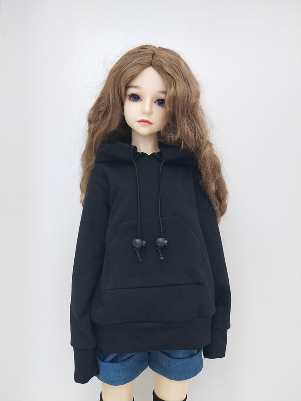 XiDonDon BJD Doll Hoodie – 1/3 1/4 1/6 Scale Top for 26-60 cm Dolls (Black)