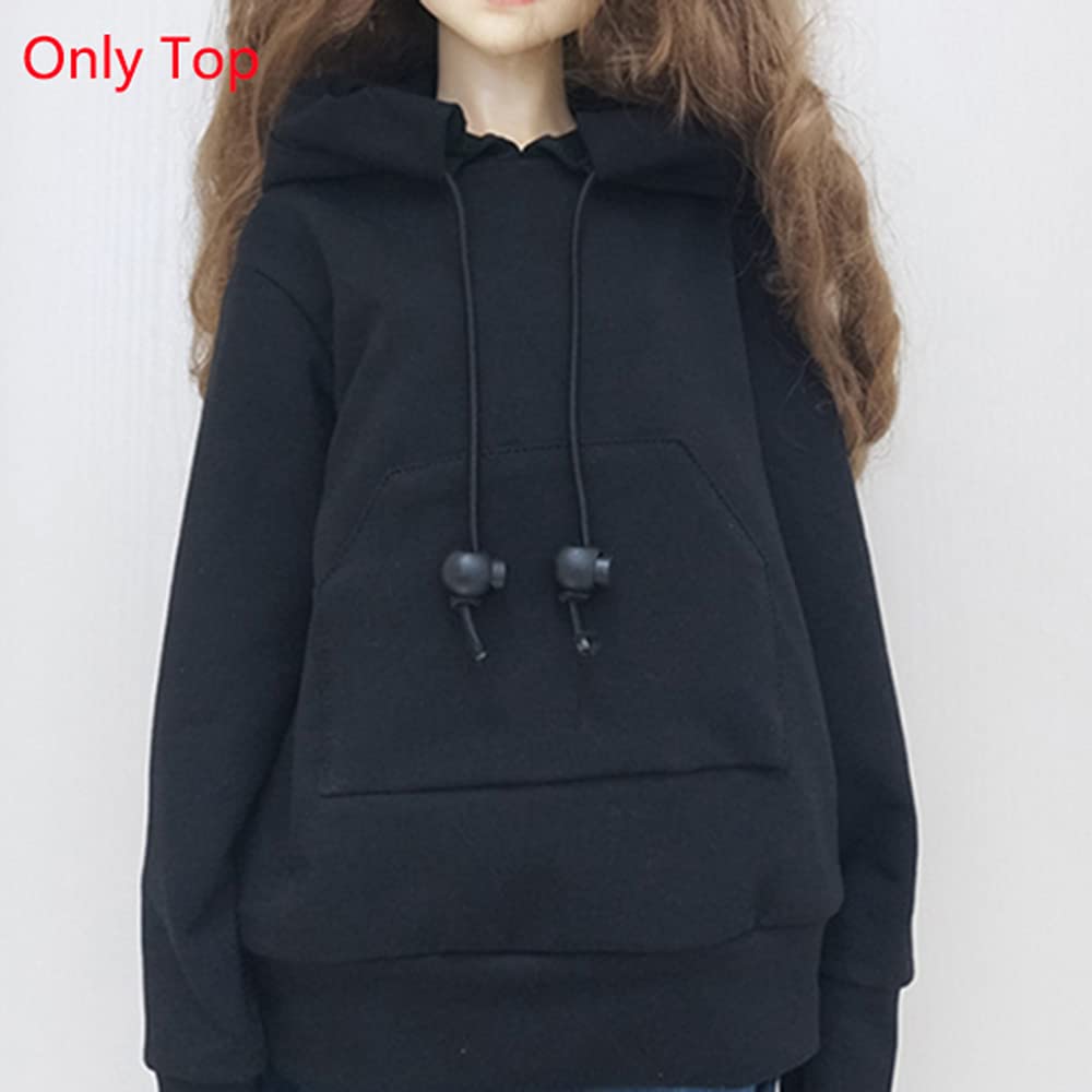 XiDonDon BJD Doll Hoodie Top – 1/3 1/4 1/6 Sizes (Black)