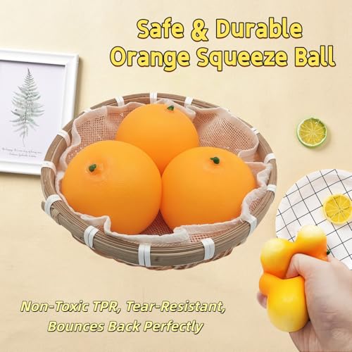 Xinbalove Orange Squishy Fidget Toy: Fast Rebound Stress Relief Fruit Squeeze Balls (10 Styles)