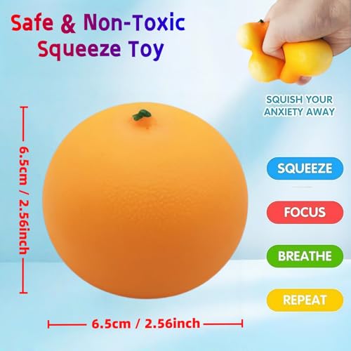 Xinbalove Orange Squishy Fidget Toy: Fast Rebound Stress Relief Fruit Squeeze Balls (10 Styles)
