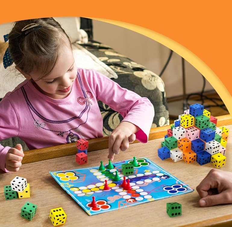 XIPEGPA 110-Piece Foam Dice Set - Small Colorful Number Dice for Math Games, Classroom Educational Toy, Party Favors (0.78 inch)