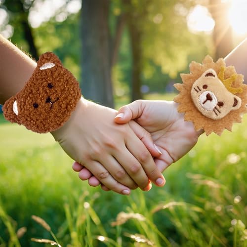 XIPEGPA 12-Pack Plush Animal Slap Bracelets – Cute Stuffed Animal Wrist Toys in 6 Designs for Kids, Party Favors, and Gifts