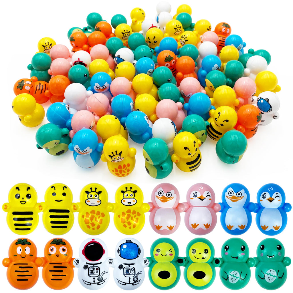 XIPEGPA 150-Piece Mini Tumbler Toys - Assorted Animal and Novelty Designs for Party Favors, Classroom Rewards, Goodie Bags
