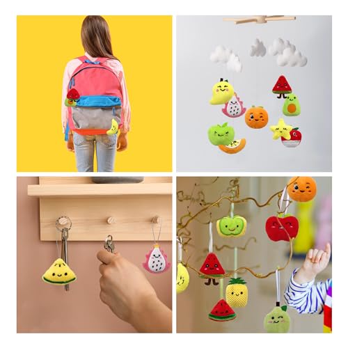 XIPEGPA 30-Piece Mini Fruit Plush Toy Set – Assorted Stuffed Fruits with Keychain Ropes for Party Favors, Easter Egg Stuffers, and Classroom Prizes