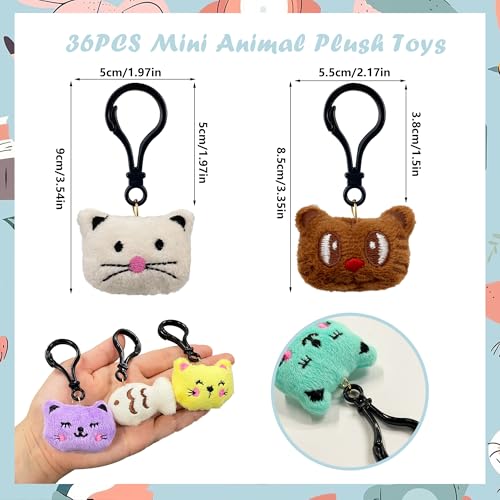 XIPEGPA 36 Assorted Mini Stuffed Animal Keychains – Soft Plush Toys for Goodie Bags, Classroom Rewards, and Easter Egg Fillers