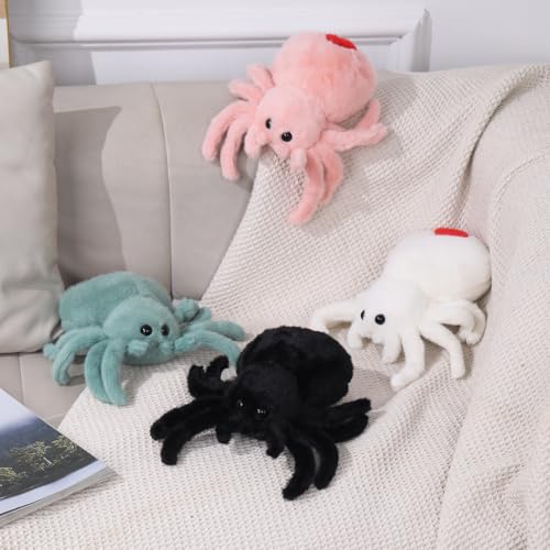 XItbyja 9.8 Inch Halloween Stuffed Spider Plush - Soft Fur Huggable Pillow Toy