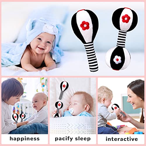 XIXILAND Newborn Rattles 0-6 Months – High Contrast Black & White Dumbbell Toy for Infant Grip and Hearing