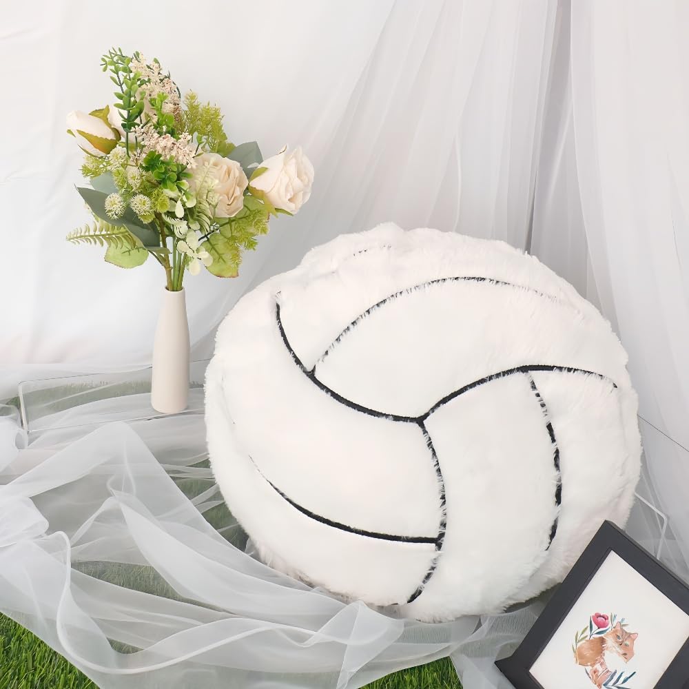XIYUAN 14-Inch Volleyball Plush Pillow – Soft Stuffed Toy for Sports Room Decor, Couch Cushion, and Gift for Kids