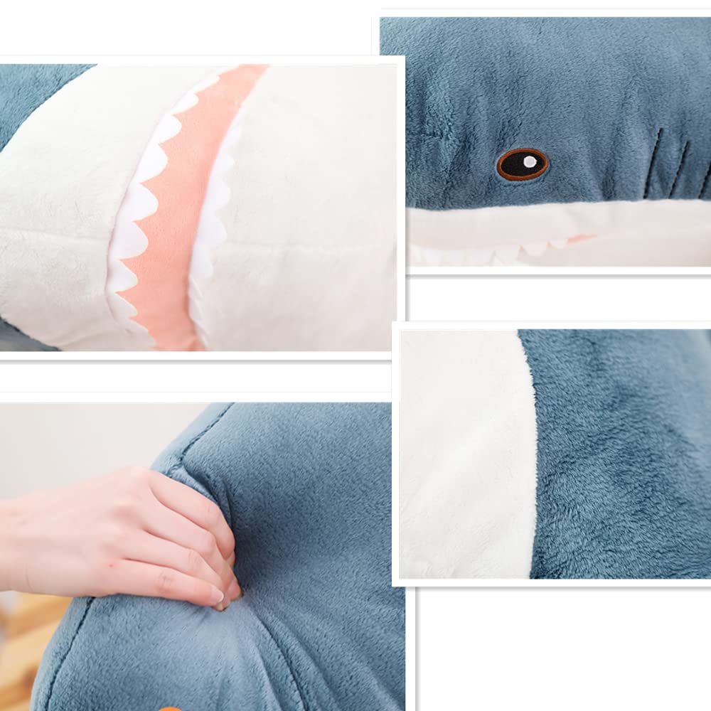 XIYUAN 23.6 Inch Large Shark Plush Stuffed Animal Toy - Soft Cushion & Pillow for Kids and Adults