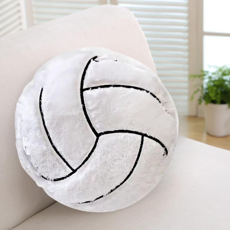 XIZHI 14-Inch Volleyball Plush Pillow - Soft Stuffed Toy for Kids, Machine Washable, White
