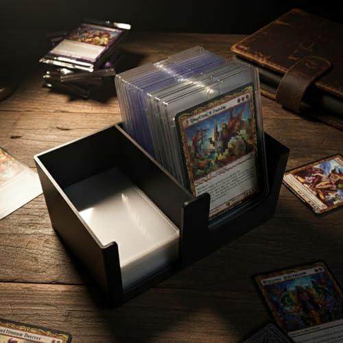 XJPONGC Card Care Lite Black Stackable Toploader Dispenser & Card Storage Box with Penny Sleeve Holder