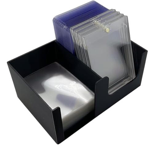 XJPONGC Card Care Lite Black Stackable Toploader Dispenser & Card Storage Box with Penny Sleeve Holder