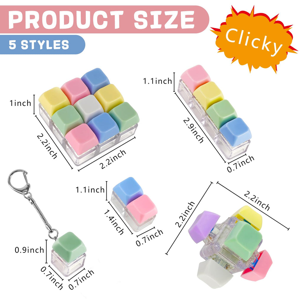 XQC 5 Pack Keyboard Fidget Toy – Portable Clicking Stress Relief Keychain for Adults (Multicolor)