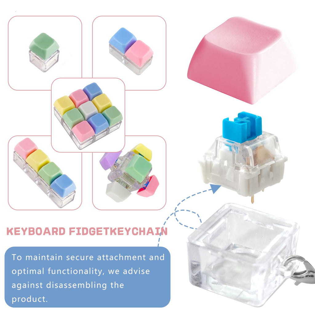 XQC 5 Pack Keyboard Fidget Toy – Portable Clicking Stress Relief Keychain for Adults (Multicolor)