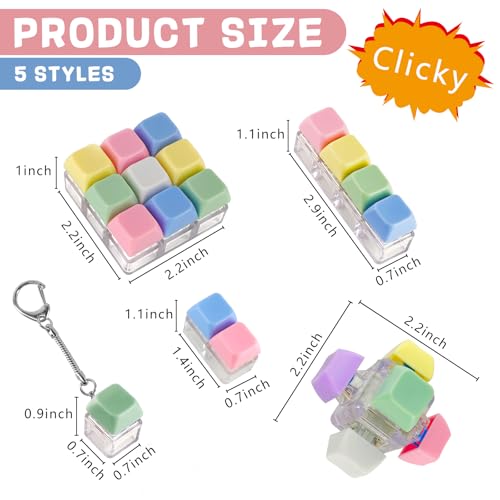 XQC 5 Pack Keyboard Fidget Toy – Portable Clicking Stress Relief Keychain for Adults (Multicolor)