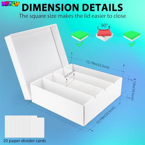XRACV 4-Compartment Trading Card Storage Box – Holds 3200+ Cards, Waterproof Corrugated Cardboard, Easy Assembly (Bright White)