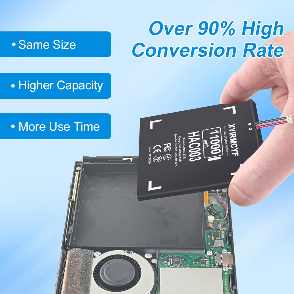 XYIRMCYF 11000mAh HAC-003 Battery Replacement for Nintendo Switch HAC-001 (2017) – New Upgrade, Long Cycle Life, with Repair Kits